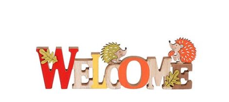 Wall Hanging Décor ''WELCOME'' Made of Birch Wood Brown