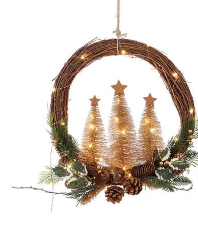  Wreath Tree Gold 40 LED Lights Battery Operated