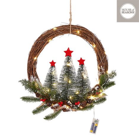  Wreath Tree 40 Led Lights Battery Operated