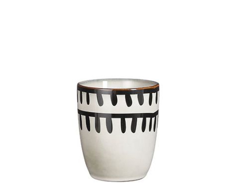 Tabo Stoneware Cup Half Stripes-White