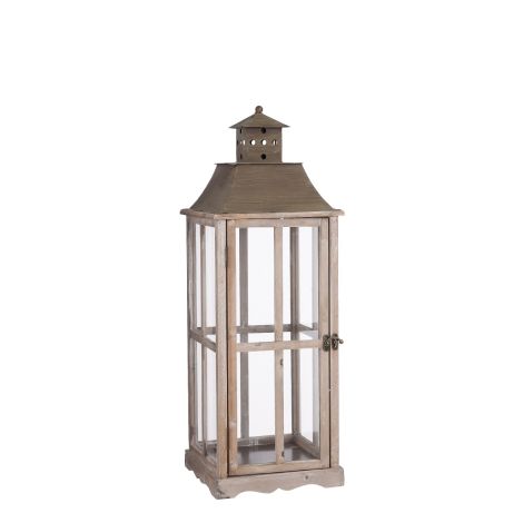 Suncoast Outdoor Wooden Lantern (M)- Brown