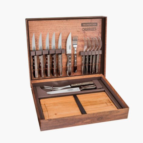 15 Pcs Barbecue Cutlery Set With Stainless Steel and Polywood Handle
