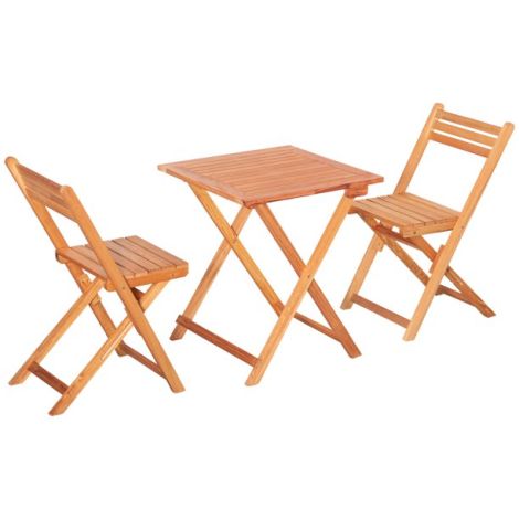 TRAMONTINA-BALCONY SET BEER TABLE AND 2 CHAIR- TEAK WOOD