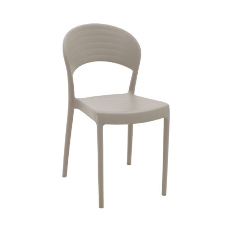 Sissi Armless Chair With Closed Backrest- Beige
