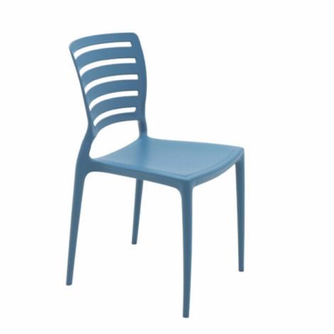 Sofia Armless Chair With Horizontal Backrest- Blue