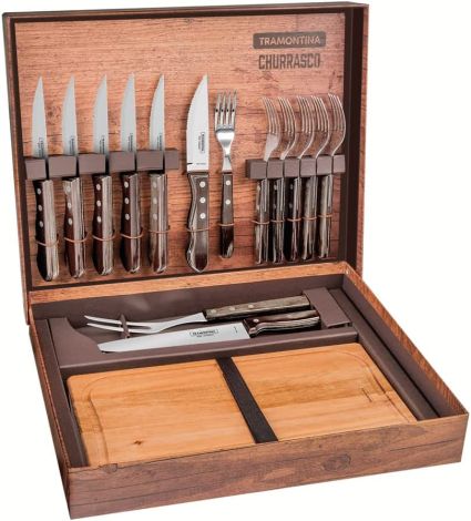 BARBECUE SET 15 PCS POLLWOOD WITH CUTTING BOARD AND CUTLERY-SUNCOAST