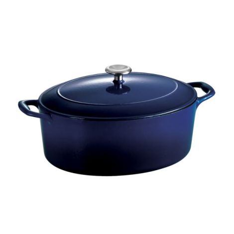 TRAMONTINA-3.5 QT COVERED ROUND DUTCH OVEN- NONSTICK ENAMELE COATING -BLUE