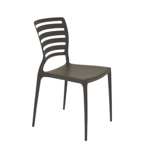 Sofia Armless Chair With Horizontal Backrest- Brown