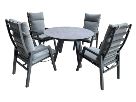 ATHENA DINING SET (1ROUND TABLE AND 4 CHAIRS) GREY-SUNCOAST