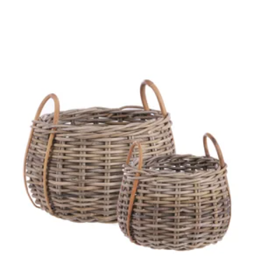 Cameo Basket Natural Rattan Fiber/ Plastic (L) (One Unit Only)