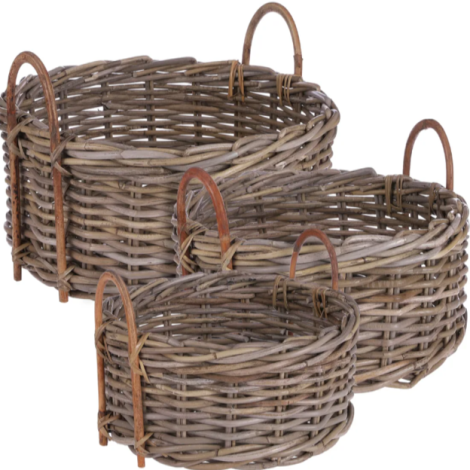 CAMEO BASKET NATURAL RATTAN FIBRE/PLASTIC (S)- BROWN SUNCOAST (ONE UNIT ONLY)