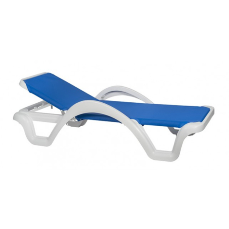 CARMEN WHITE/BLUE SUNLOUNGER WITH WHEELS-BLE-060-CAT-R/BL SUNCOAST