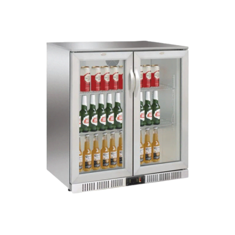 SUNCOAST OUTDOOR 2 DOOR FRIDGE WITH SILVER STAINLESS STEEL FINISH WITH WHEELS KU-DDFB- SILVER