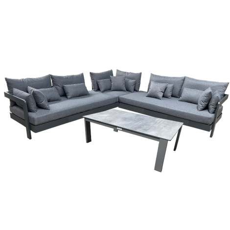 Galaxy L Shape Sofa + Coffee Table Grey 