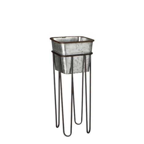 POT-HOLDER/ PLANTER WITH STAND-SILVER -SUNCOAST-(S)