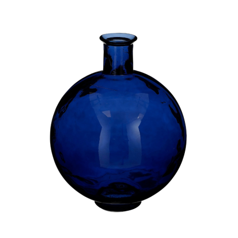 Suncoast Qin  Outdoor Recycled Glass Vase-Blue 