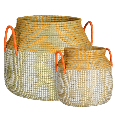 Milou Basket Yellow Set Of 2 -Light Brown