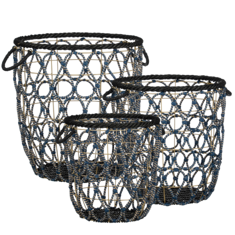 Omar Outdoor Round Basket Dark-Blue Set Of 3