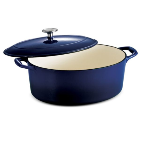 Dutch Oven 5.5 Qt Covered Round With Lid-Nonstick Enamel Coating-Blue