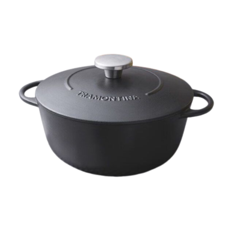 Trento 28Cm Skillet With Lid-Nonstick Enamel Coating Made Of Cast Iron Black