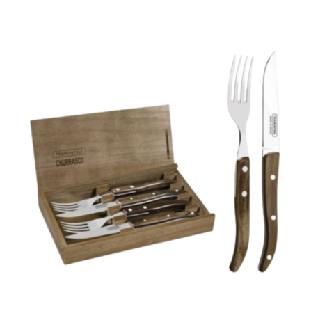 Fsc Certified 4Pcs Stainless Steel Cutlery Set With Wooden Handle 