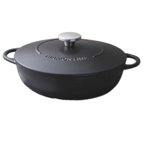 SUNCOAST-28CM SKILLET WITH LID TRENTO-ENAMELED IRON FRYER WITH NONSTICK COATING