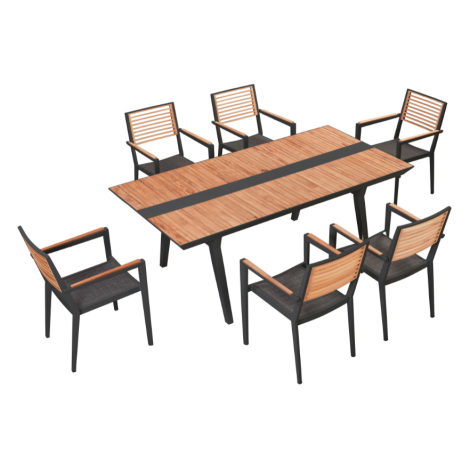 Champion Outdoor Dining Set -6 Seater - Black