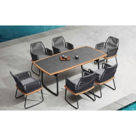 RODEO DINING SET- GREY- (1TABLE+6CHAIRS) -SUNCOAST