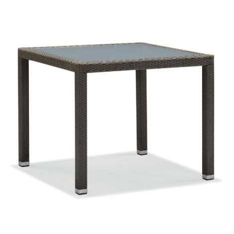 TROPEA RATTAN SQUARE TABLE WITH TEMPERED GLASS BLACK