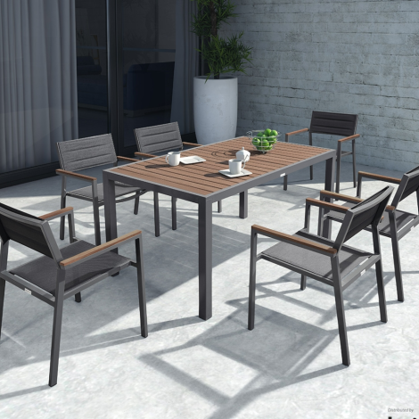Auto Square Table And Arm Chair - 6 Seater 