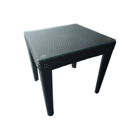 SIDE TABLE ALUMINIUM FRAME/SYNTHETIC RATTAN AND GLASS (NO RETURN)