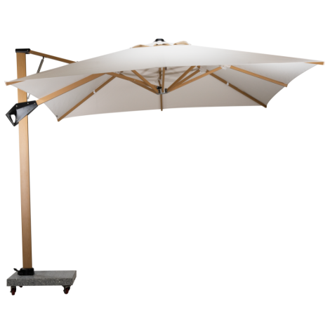 Suncoast 3X3 Meter Square Super Deluxe Hydraulic Cantilever Wood-look Umbrella (Single Top) With 90Kg Granite Base