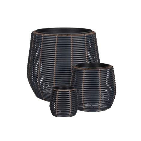 Cesena Round Pot Planter (L)- Black