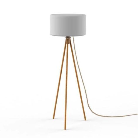 Chloe 140 Floor Lamp Cabled With Wooden Legs  Brown+White