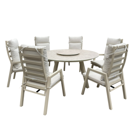 Athena Outdoor Dining Set - 6 Seater-Off White