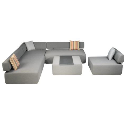 Moment L-Shape Sofa With Footstool-Charcoal Grey