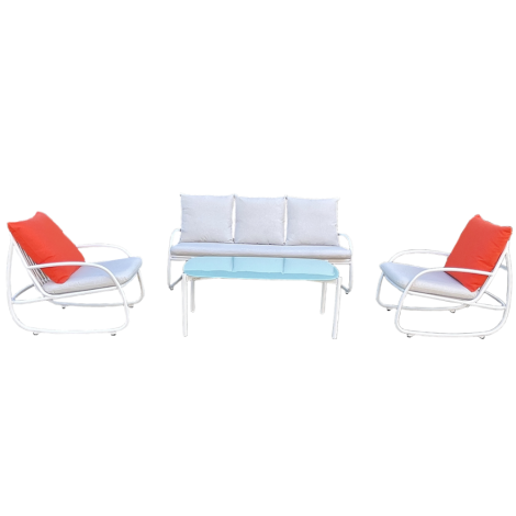 Fancie Sofa Set-Red/White