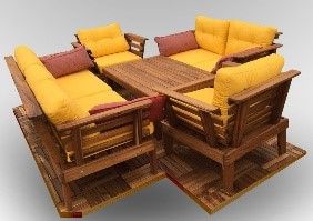 Suncoast Teak Wood Sofa Set (Without Cushion)