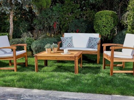 Rodeo Teak Wood Sofa Set with Coffee Table (Without Cushion)