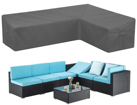  RIPSTOP BREATHABLE OUTDOOR FUTNITURE COVER FOR L-SHAPE SOFA-GREY 