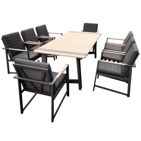 Vision Dining Set 8-Seater - Charcoal