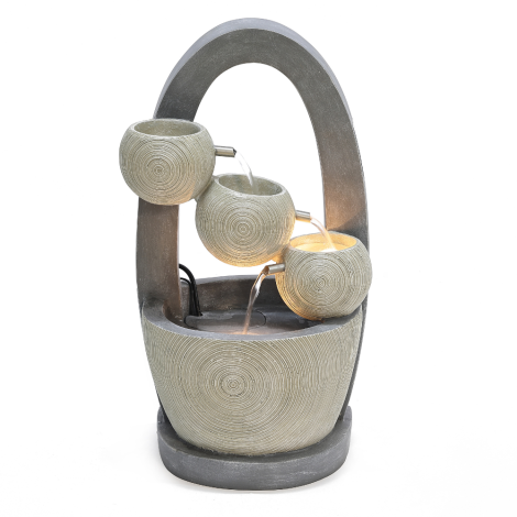 Oval Cascading Fountain With LED Light-Beige