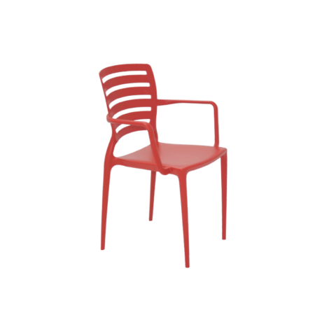 Sofia Armchair With Horizontal Backrest- Red