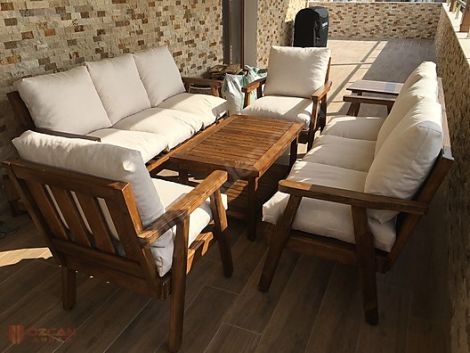 Perge Sofa Set Teak Wood With Oil Finish (No Cushion)