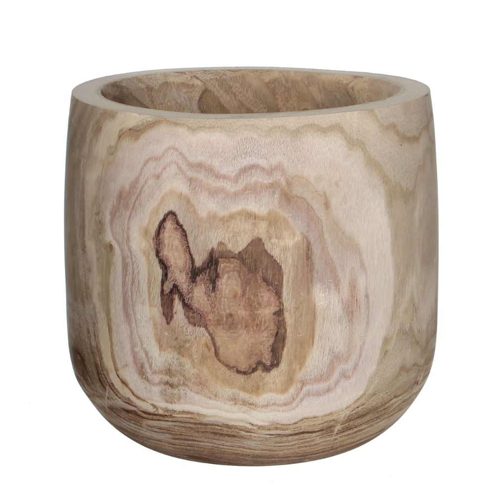 Pia Decor Wooden Pot (M) - Light Brown