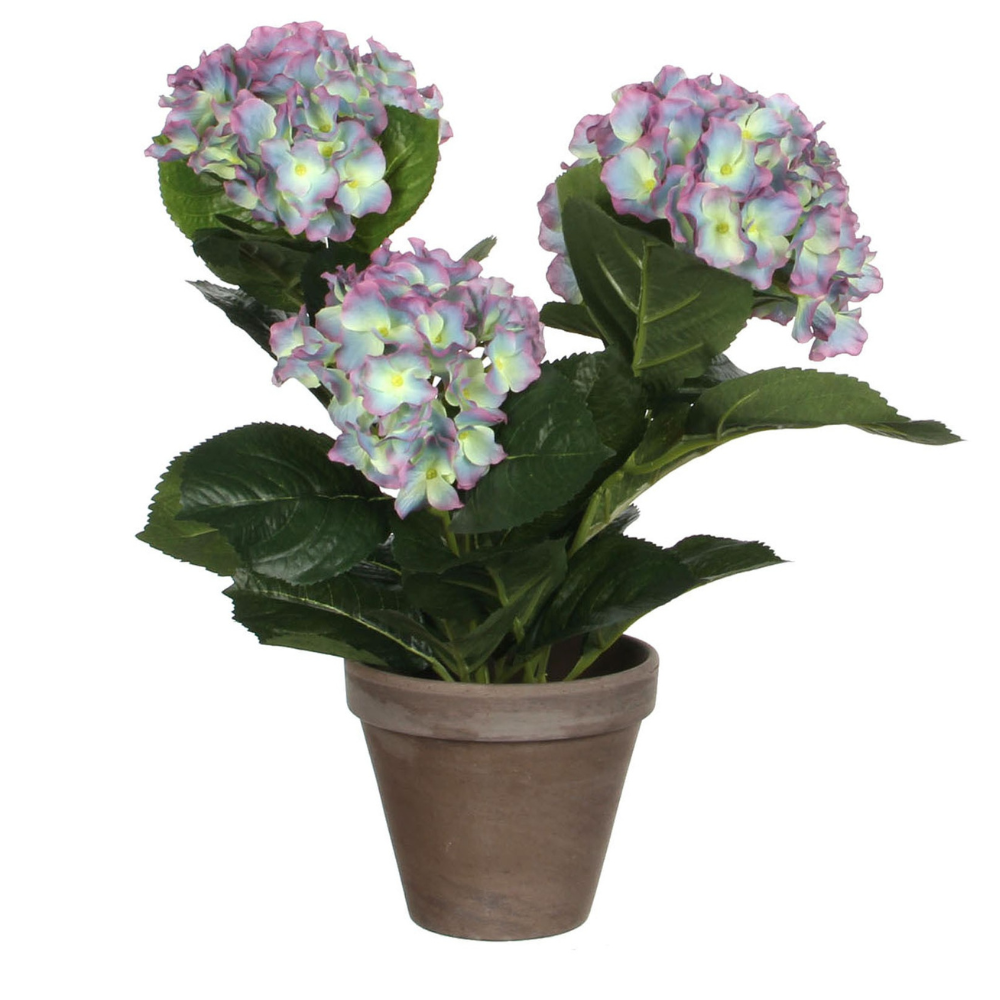 Hydrangea Artificial Plant in Pot - Purple