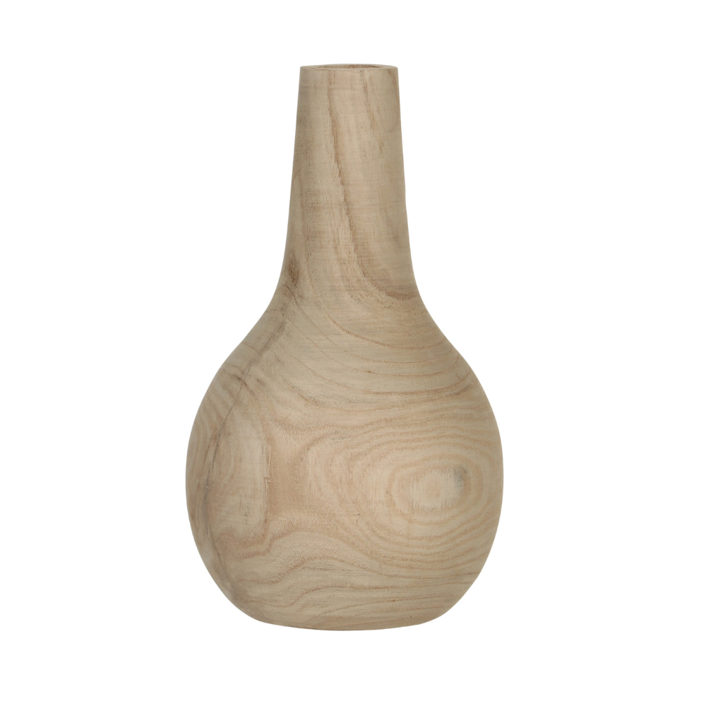 Pia Outdoor Wooden Vase/Jar - Light Brown 