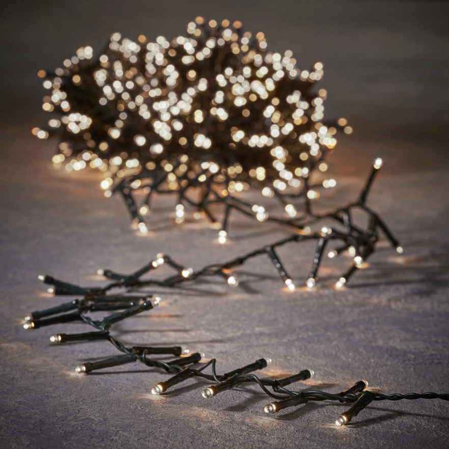 Snake Light Classic White 1000 Led (Ip44) With 8 Function Controller Black Wire