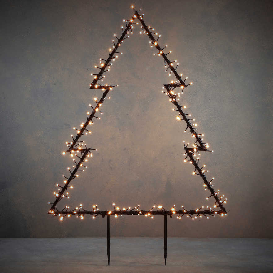 Garden Decorative X-Mas Tree Stake- 300 LED Warm White Lights-8 Functions