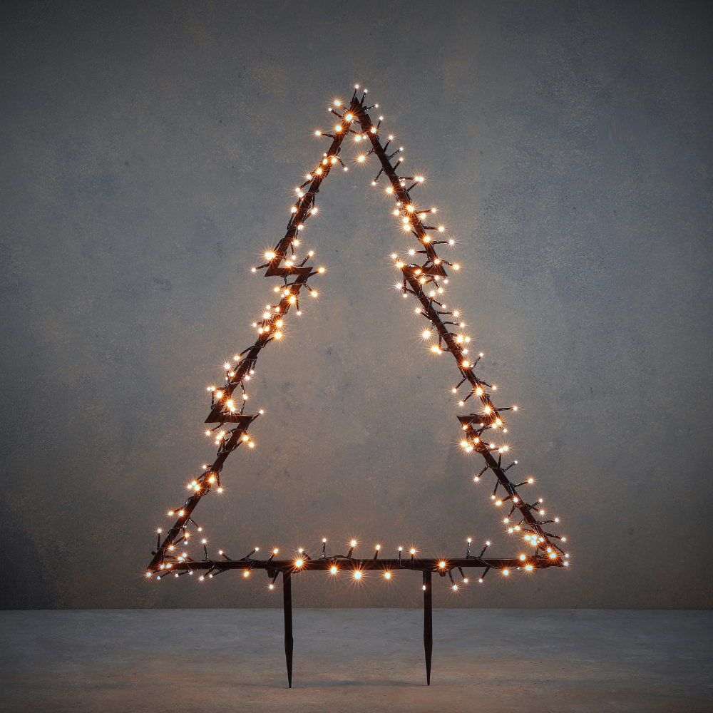 Garden Decorative X-Mas Tree Stake- 225 LED Warm White Lights-8 Functions